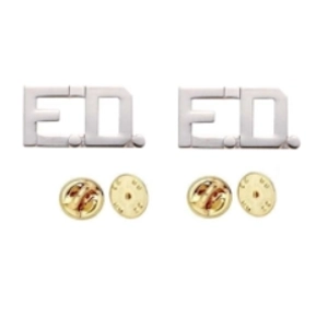 Collar Pins Insignia Letters 1/2'' F.D. FD Silver