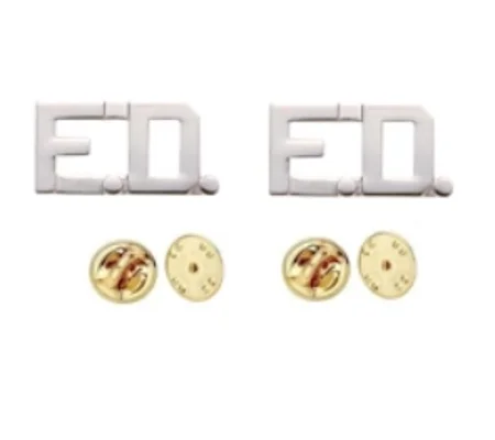 Collar Pins Insignia Letters 1/2'' F.D. FD Silver