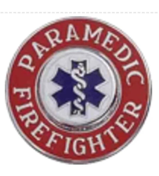 Paramedic Firefighter Red Round Silver Disc Collar Insignia Set