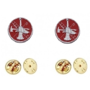 Fire Scramble Disc Collar Pin Insignia Silver Red Style 2