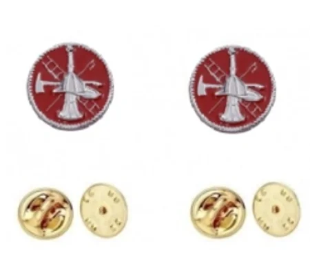 Fire Scramble Disc Collar Pin Insignia Silver Red Style 2