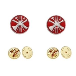 Fire Scramble Disc Collar Pin Insignia Silver Red Style 3