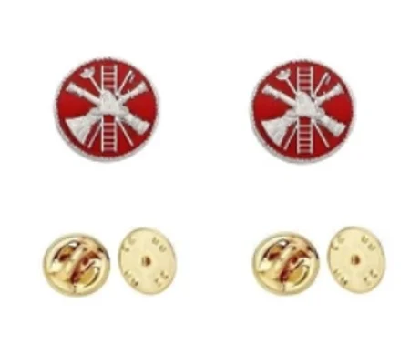 Fire Scramble Disc Collar Pin Insignia Silver Red Style 3