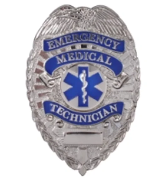 Emergency Medical Technician EMT Shield Badge Silver Nickel