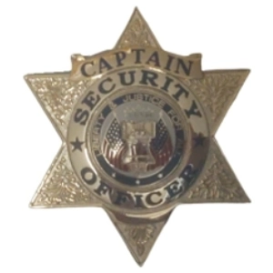 Security Officer 6 Point Star Badge Gold Captain