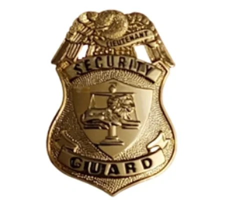 Security Guard Shield Badge Lion with Scales Gold Lieutenant