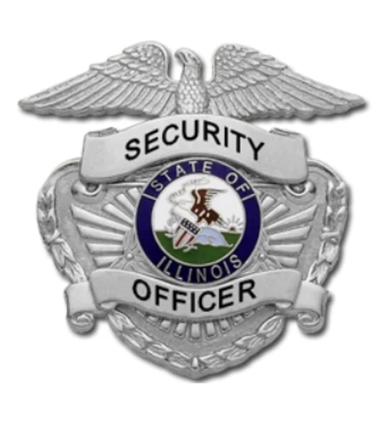 Security Officer Hat Cap Badge Silver Nickel Illinois IL State Seal