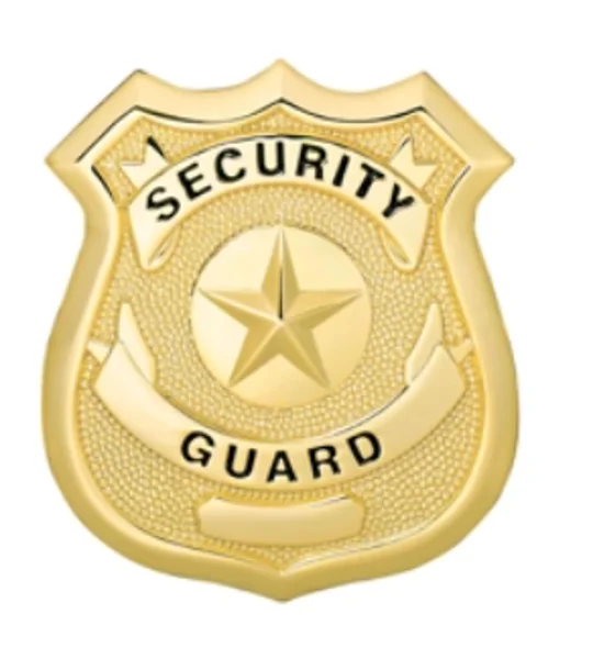 Security Guard Star Center Shield Badge Gold