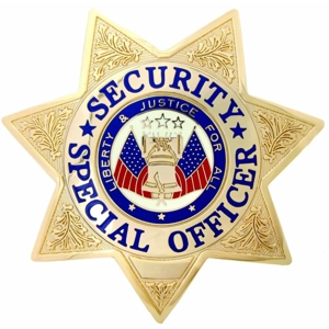 Security Special Officer Silver 7-Point Star Badge Gold
