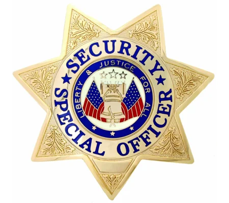 Security Special Officer Silver 7-Point Star Badge Gold