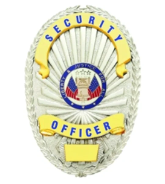 Security Officer Shield Oval Breast Badge Silver - Gold