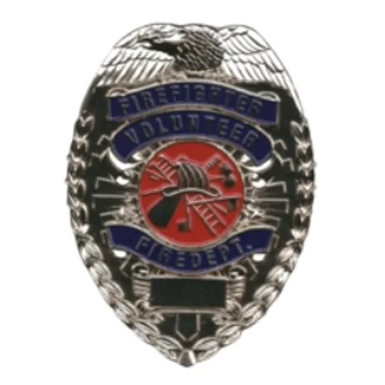 Volunteer Firefighter Fire Department Shield Badge Nickel Silver