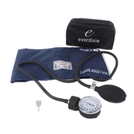 Large Adult Size Pocket Aneroid Sphygmomanometer BP Cuff Navy