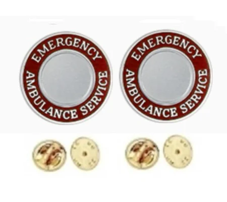 Emergency Ambulance Service Round Disc Collar Insignia Set
