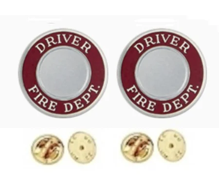 Driver Fire Dept Round Disc Collar Insignia Set