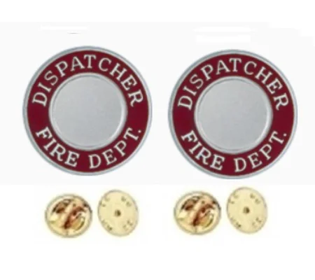 Dispatcher Fire Dept Round Disc Collar Insignia Set