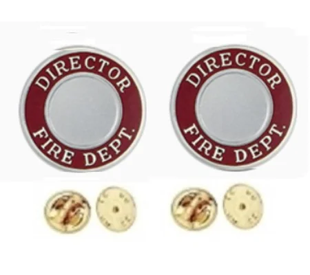 Director Fire Dept Round Disc Collar Insignia Set