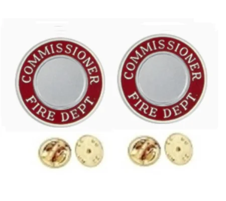Commissioner Fire Dept Round Disc Collar Insignia Set