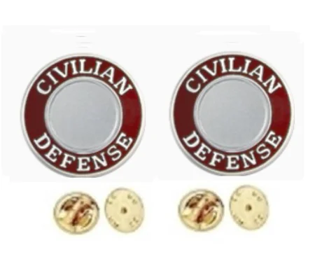 Civilian Defense Round Disc Collar Insignia Set