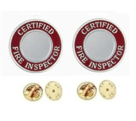 Certified Fire Inspector Round Disc Collar Insignia Set