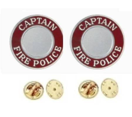 Captain Fire Police Round Disc Collar Insignia Set