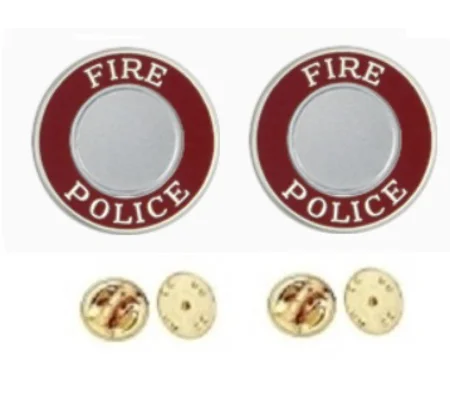 Fire Police Round Disc Collar Insignia Set