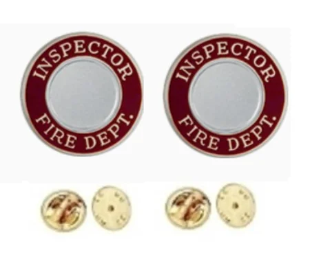 Inspector Fire Dept Round Disc Collar Insignia Set