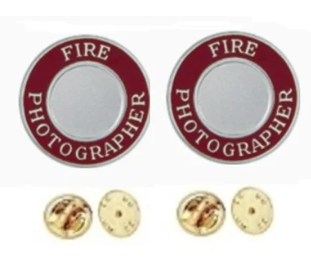 Fire Photographer Round Disc Collar Insignia Set