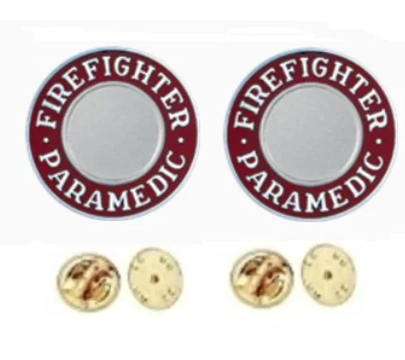 Firefighter Paramedic Round Disc Collar Insignia Set