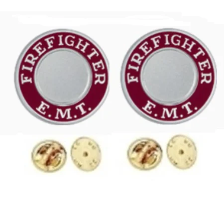 Firefighter EMT Round Disc Collar Insignia Set