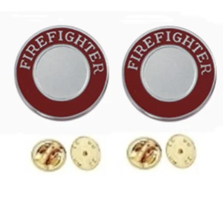 Firefighter Round Disc Collar Insignia Set