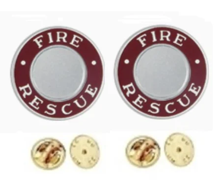 Fire Rescue Round Disc Collar Insignia Set