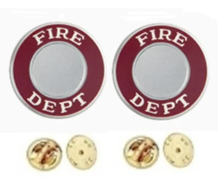 Fire Dept Round Disc Collar Insignia Set