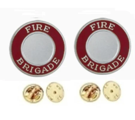 Fire Brigade Round Disc Collar Insignia Set
