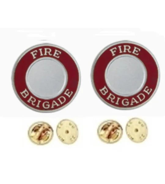 Fire Brigade Round Disc Collar Insignia Set