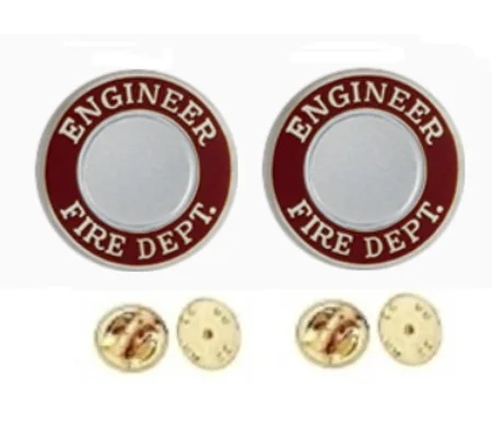 Engineer Fire Dept Round Disc Collar Insignia Set
