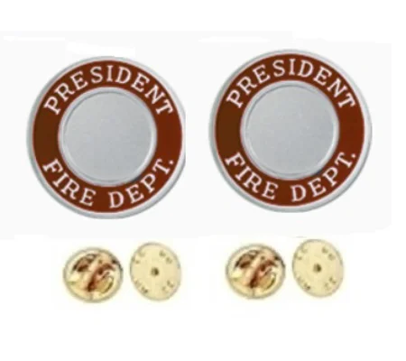 President Fire Dept Round Disc Collar Insignia Set