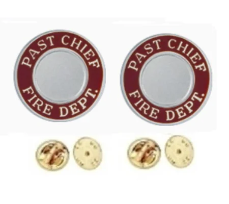 Past Chief Fire Dept Round Disc Collar Insignia Set