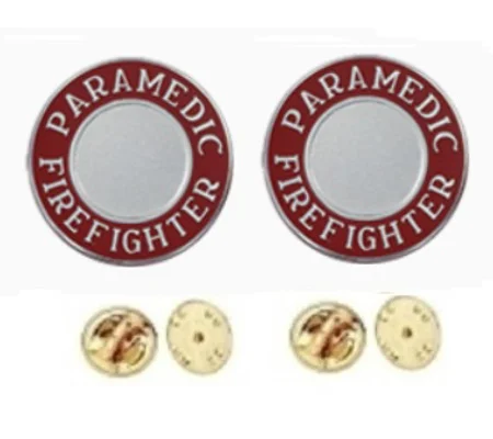 Paramedic Firefighter Round Disc Collar Insignia Set
