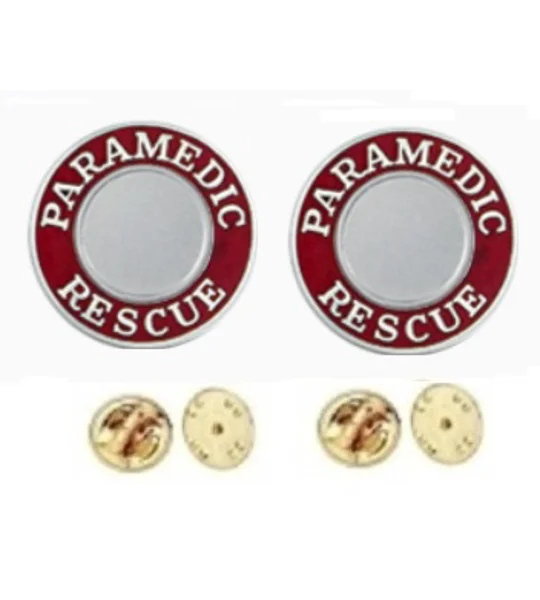 Paramedic Rescue Round Disc Collar Insignia Set