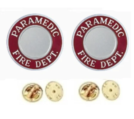 Paramedic Fire Dept Round Disc Collar Insignia Set