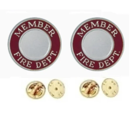 Member Fire Dept Round Disc Collar Insignia Set