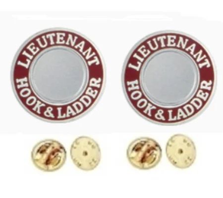 Lieutenant Hook & Ladder Round Disc Collar Insignia Set