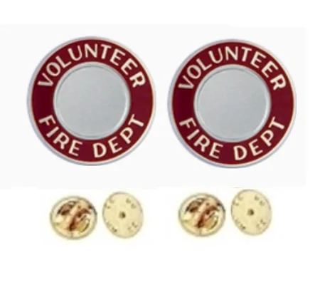 Volunteer Fire Dept Round Disc Collar Insignia Set