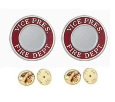 Vice Pres Fire Dept Round Disc Collar Insignia Set
