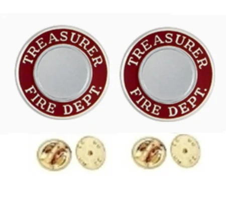 Treasurer Fire Dept Round Disc Collar Insignia Set