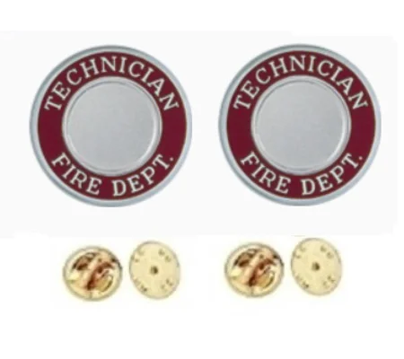 Technician Fire Dept Round Disc Collar Insignia Set