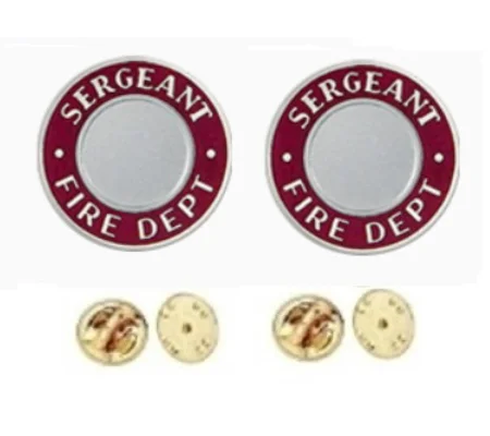 Sergeant Fire Dept Round Disc Collar Insignia Set