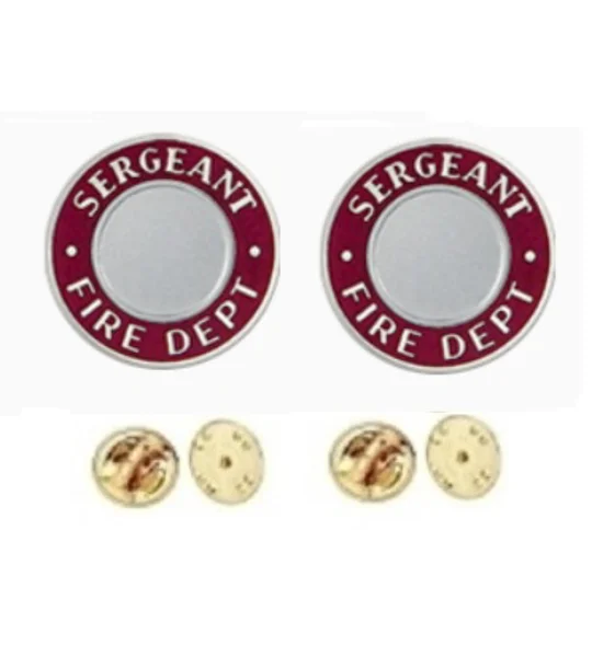 Sergeant Fire Dept Round Disc Collar Insignia Set
