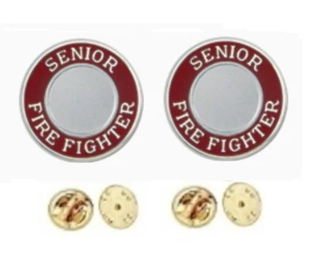 Senior Fire Fighter Round Disc Collar Insignia Set